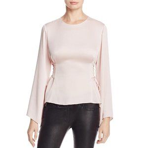 Vince Camuto Sheer Bell Sleeves Lace-Up Blouse Top